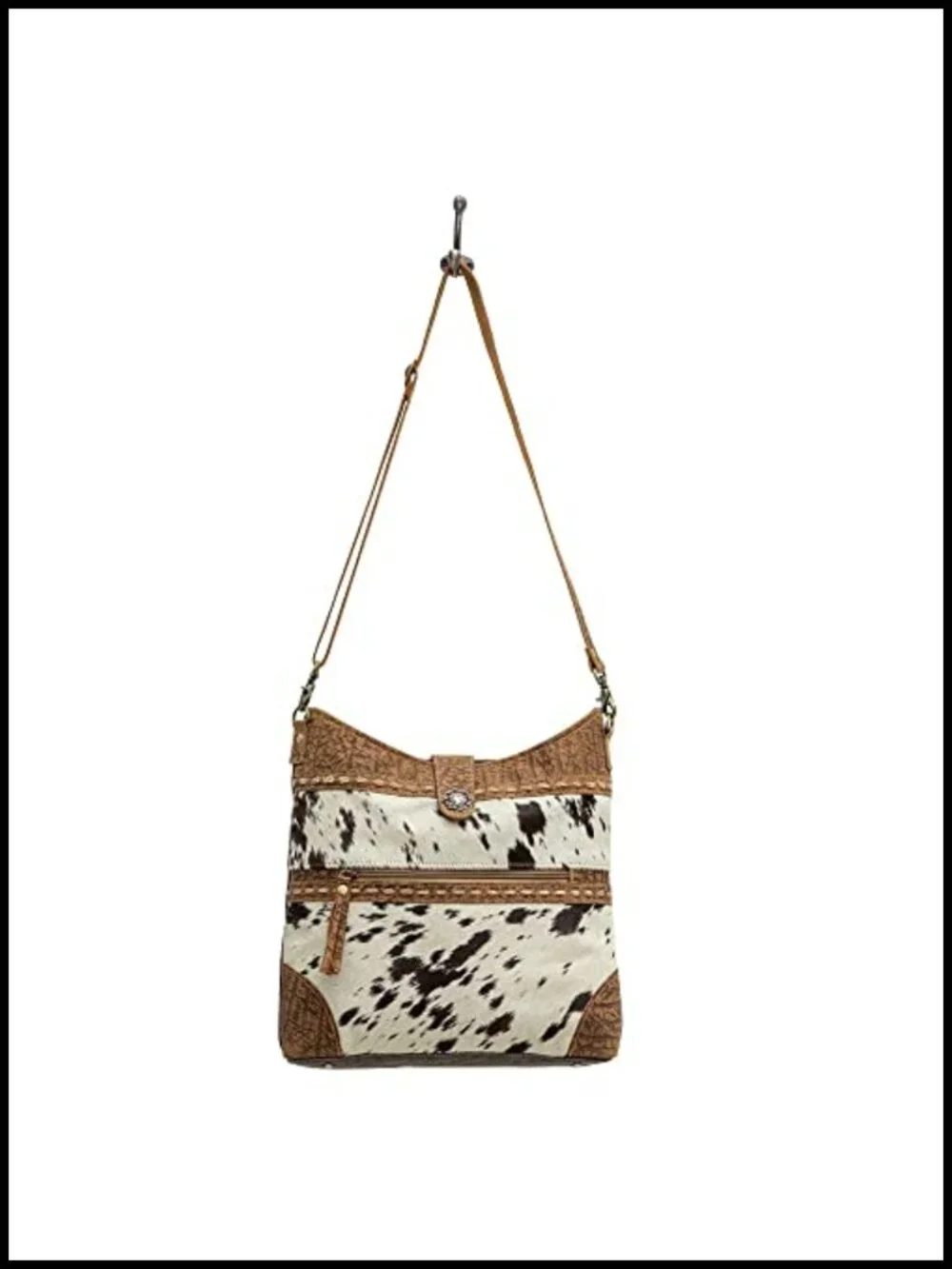 Upcycled Canvas Leather Crossbody Shoulder Bag